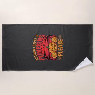 Serviette De Plage Halloween Feuilles d'Automne et Citrouilles S'il V