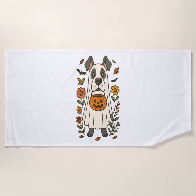 Serviette De Plage Halloween Grandes Fleurs Danoises (Devant)