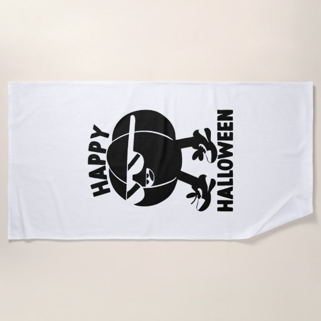 Serviette De Plage Halloween Joyeux Halloween Citrouille (Devant)