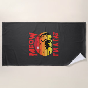 Serviette De Plage Halloween Meow Je suis un chat Rétro Sunset