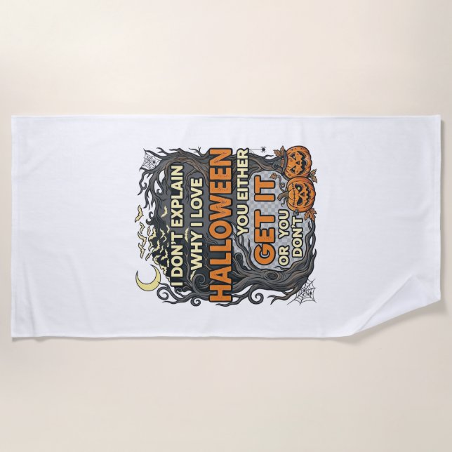 Serviette De Plage Halloween Obtenez-le Arbre Épouvantable Citrouille (Devant)