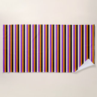 Serviette De Plage Halloween Orange Violet Noir Rayure