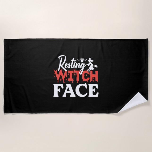 Serviette De Plage Halloween Resting Witch Facce Birthday (Devant)