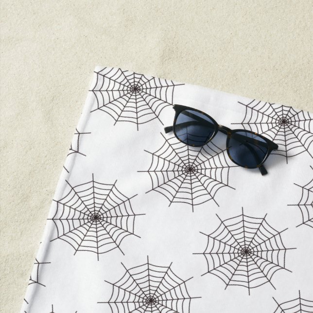 Serviette De Plage Halloween, Spider Web, Tricoter Ou Traiter, Boo (En situation)