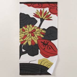 Serviette De Plage Hanafuda "Kiku-ni-sakazuki"