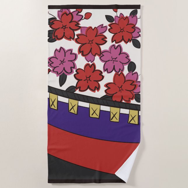 Serviette De Plage Hanafuda "Sakura-ni-maku" (Devant)