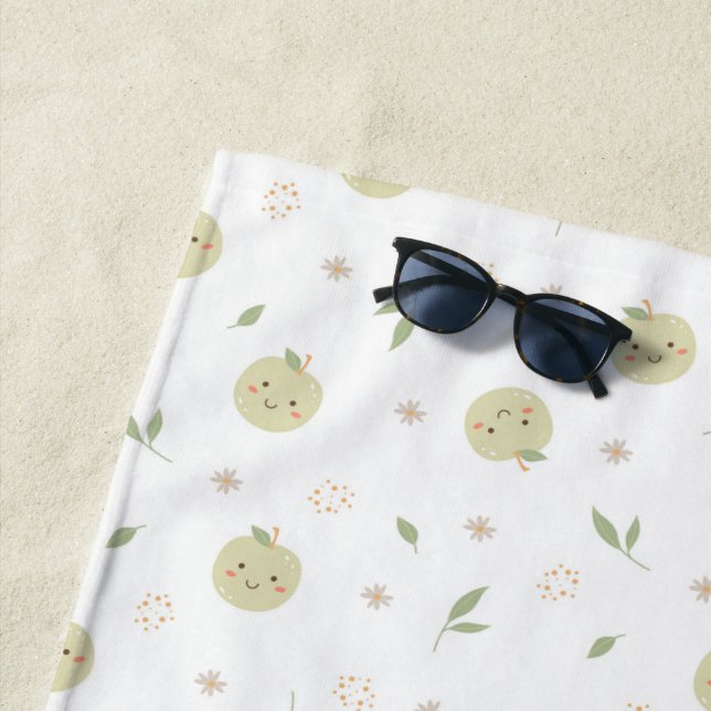 Serviette De Plage Happy Apples Motif - Beach Towel (En situation)