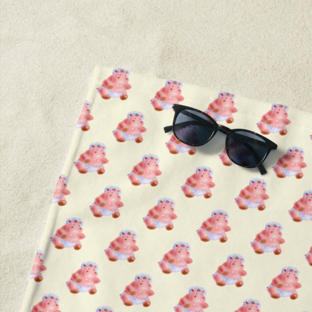 Serviette De Plage Happy Baby Hippo (En situation)