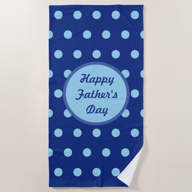 Serviette De Plage Happy Fête des pères Beach Towel (Navy & Soft Blue (Devant)