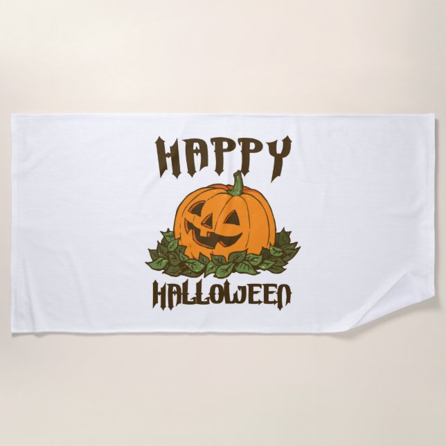 Serviette De Plage Happy Halloween drôle Costume Halloween (Devant)