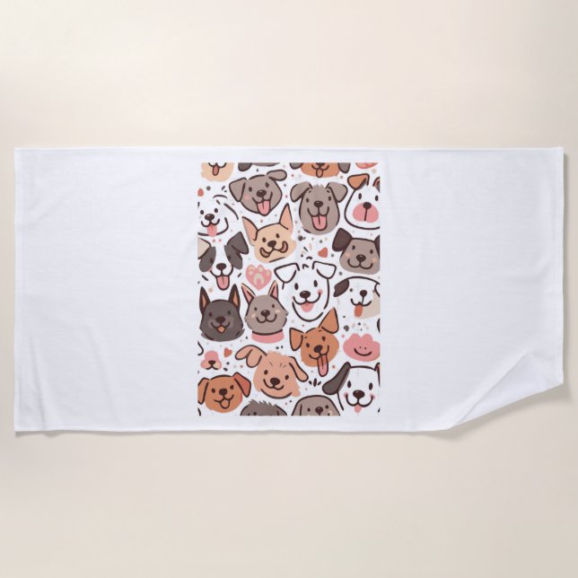 Serviette De Plage Happy mignon Motif 1 (Devant)