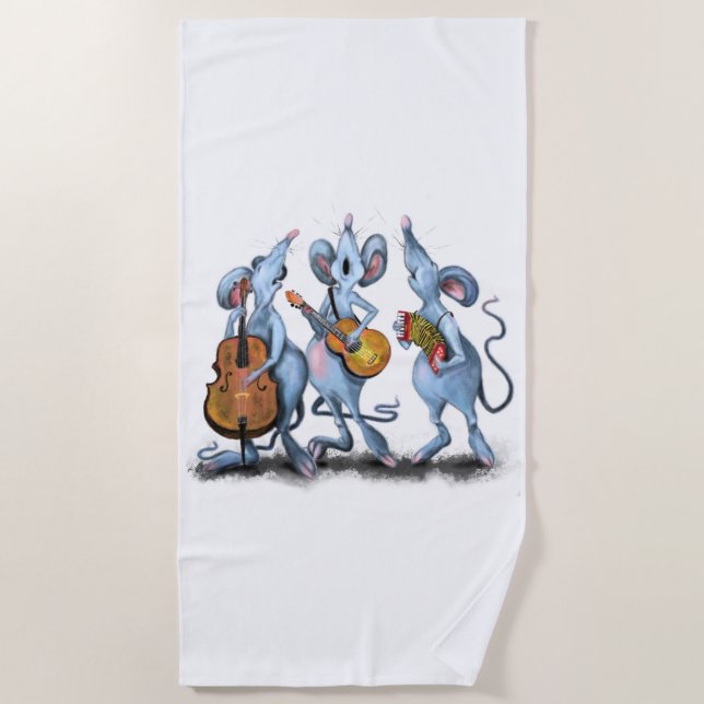 Serviette De Plage Happy Mouses Music Band Beach Towel Amusant (Devant)