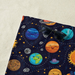 Serviette De Plage Happy Planets Beach Towel