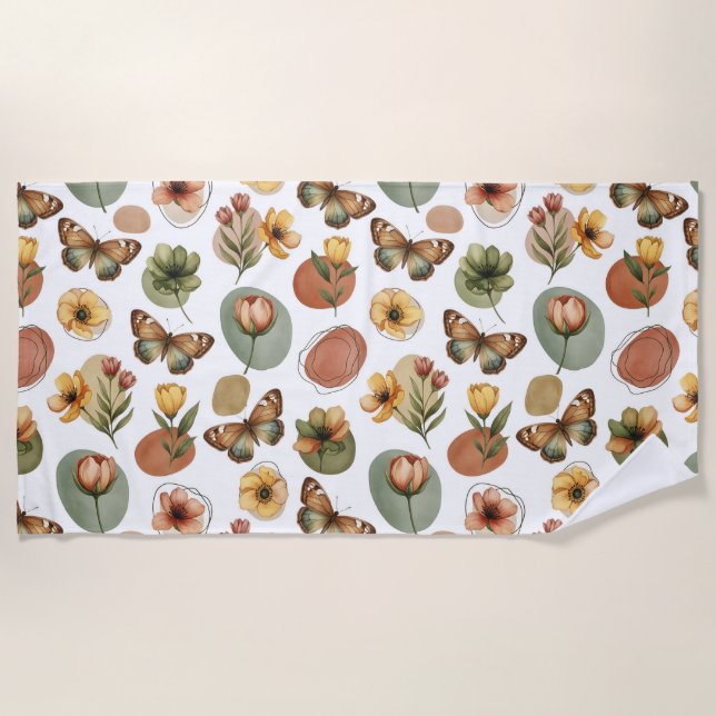 Serviette De Plage Harmonie des fleurs de la Terre (Devant)