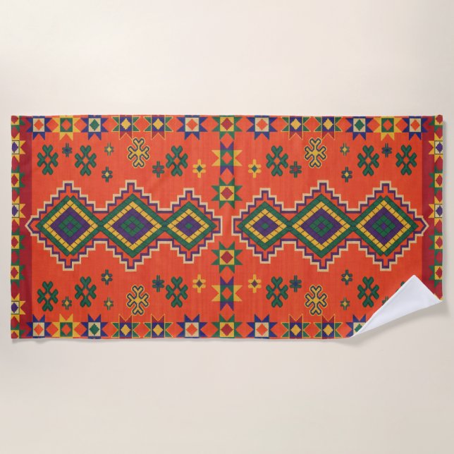 Serviette De Plage Harmonie marocaine en orange (Devant)