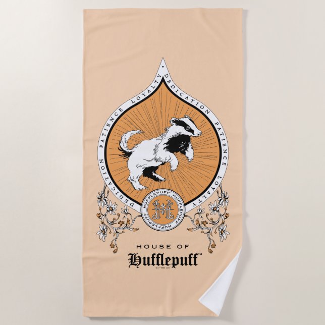 Serviette De Plage HARRY POTTER™ | Dessin délicat Blason de POUFFELEU (Devant)