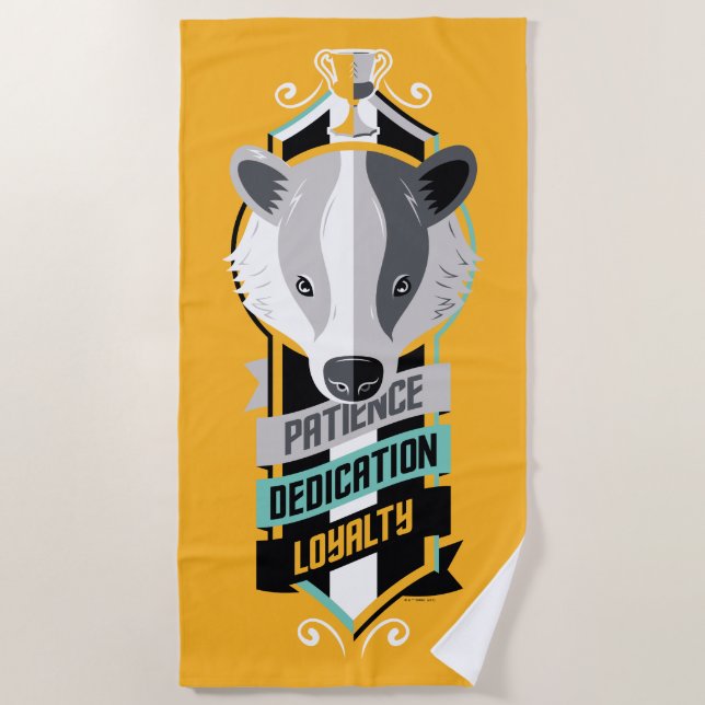 Serviette De Plage Harry Potter | HUFFLEPUFF™ House Traits Sigil (Devant)