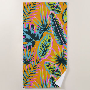 Serviette De Plage Hawaiian Tropical Feuilles Et Plante Imprimer Moti