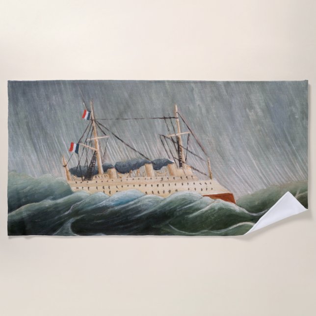 Serviette De Plage Henri Rousseau - Le navire dans la tempête (Devant)