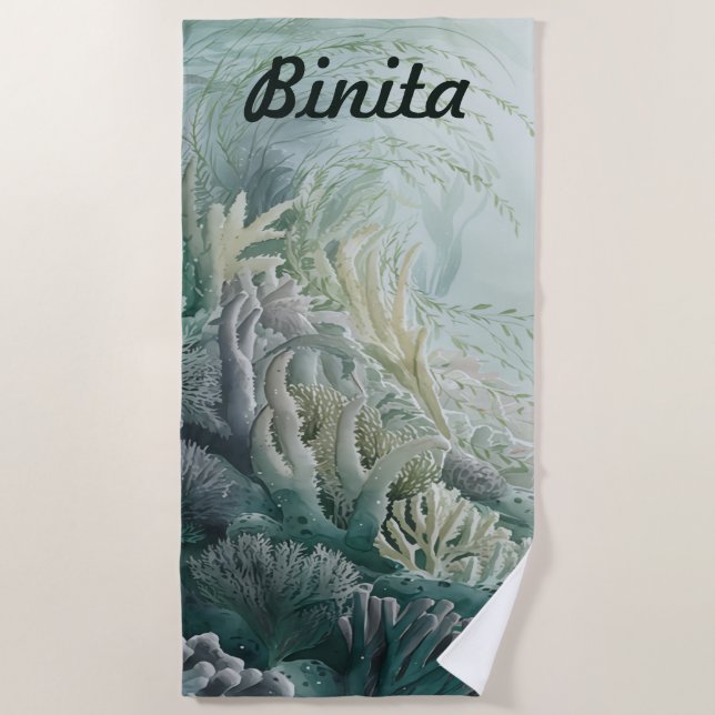 Serviette De Plage Herbe de mer modifiable (Devant)