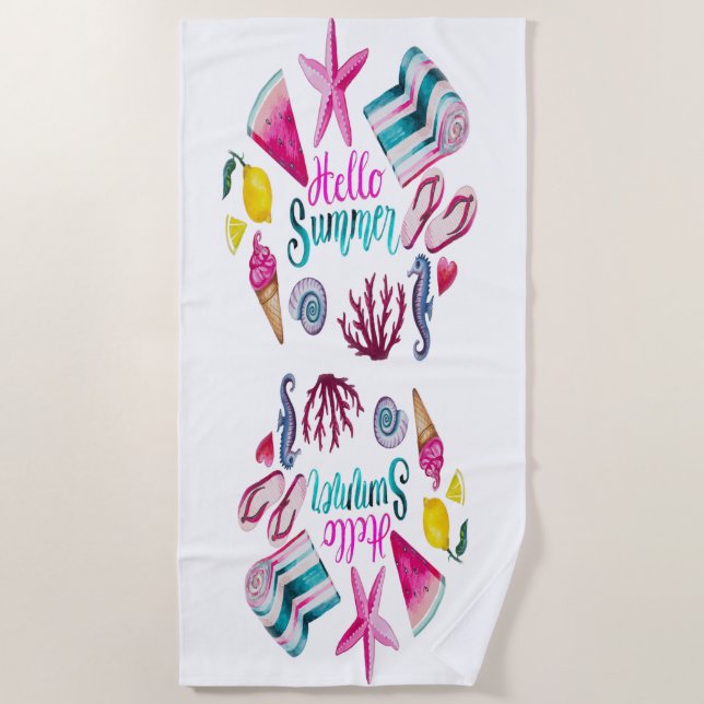 Serviette De Plage Heure d'été vintage (Devant)