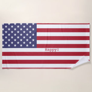 Serviette De Plage Heureux ! Personnalisation du drapeau américain 4 