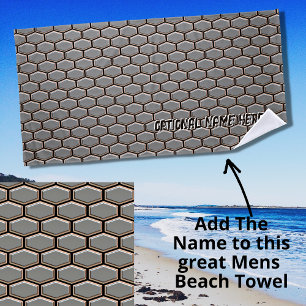 Serviette De Plage Hexagon géométrique 3D Look Texture gris