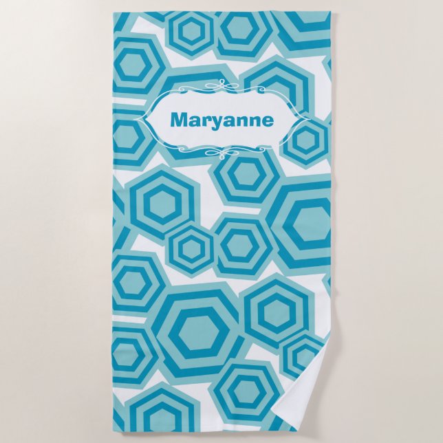 Serviette de plage Hexagons personnalisable (Devant)