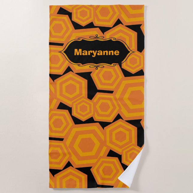 Serviette de plage Hexagons personnalisable (Devant)
