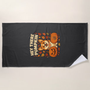 Serviette De Plage Hey There Citrouille Corgi Halloween Citrouilles A