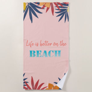 Serviette De Plage Hibiscus Feuille de palme