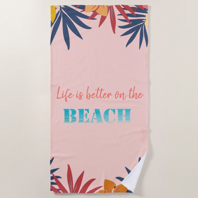 Serviette De Plage Hibiscus feuilles de palmier (Devant)