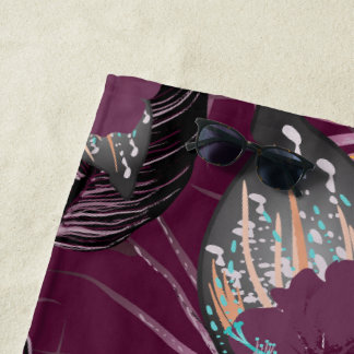 Serviette De Plage Hibiscus floral de Bourgogne tropicale