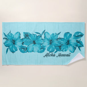 Serviette De Plage Hibiscus hawaïen en détresse - Aqua Bue