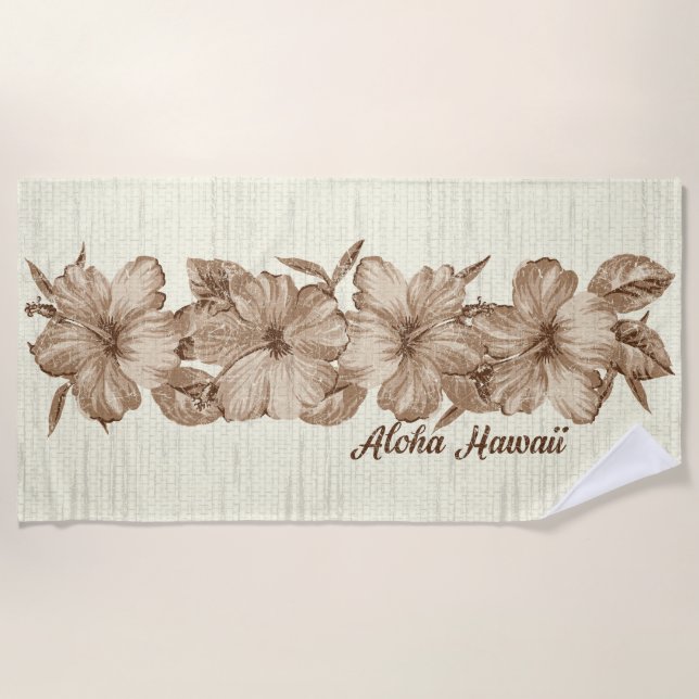 Serviette De Plage Hibiscus hawaïens dénaturés de Lanai - Brown (Devant)