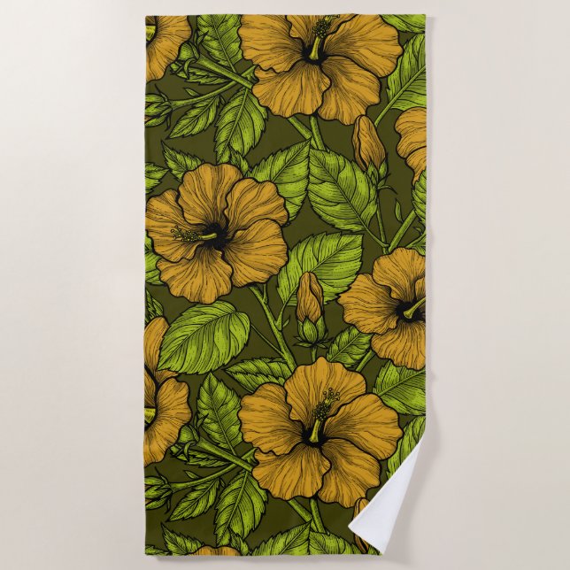 Serviette De Plage hibiscus jaune (Devant)