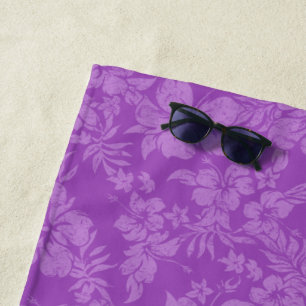 Serviette De Plage Hibiscus Pareau dévêtu Floral Hawaïen- Violet