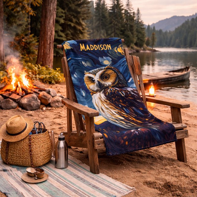 Serviette De Plage Hibou Nuit Étoilée (Créateur téléchargé)