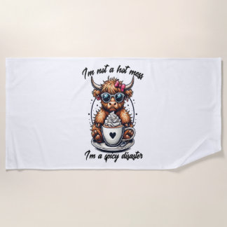 Serviette De Plage Highland Cow Coffee, Coffee Cow