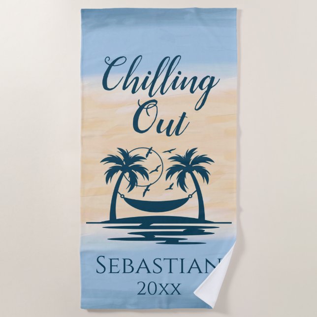 Serviette De Plage Hilling Out Palm Trees Hammock Beach (Devant)