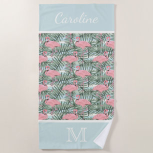 Serviette De Plage Hip Flamants roses roses Palm Leafs Motif Personna