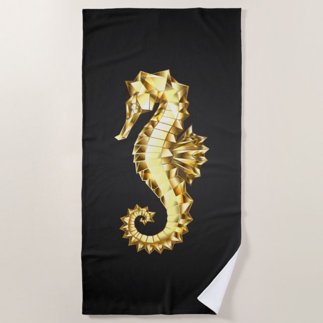 Serviette De Plage Hippocampe Polygonal Or (Devant)