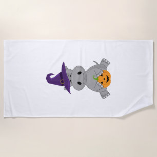 Serviette De Plage Hippopotame de vacances Sorcière d'Halloween Hippo