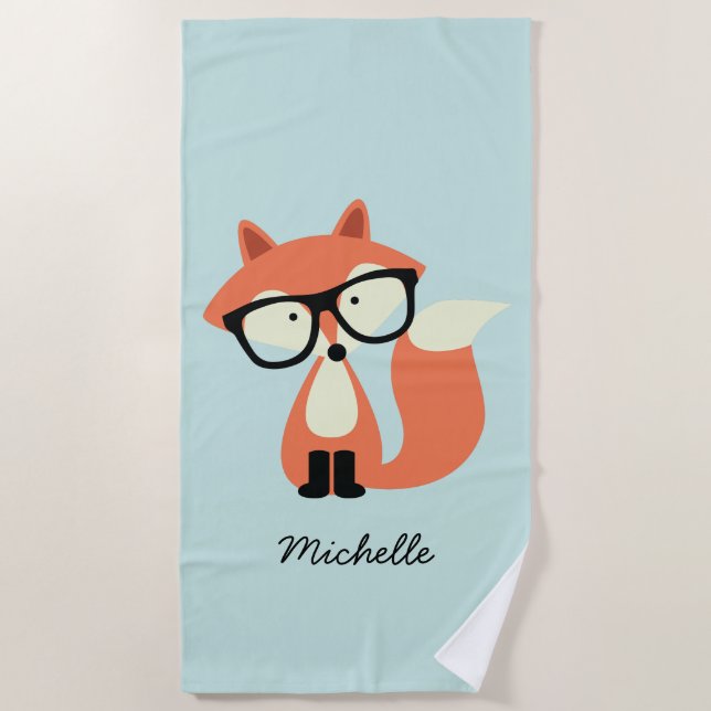 Serviette De Plage Hipster Red Fox (Devant)