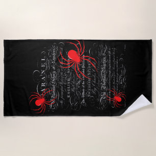 Serviette De Plage Histoire naturelle Titre Page Araignées Calligraph