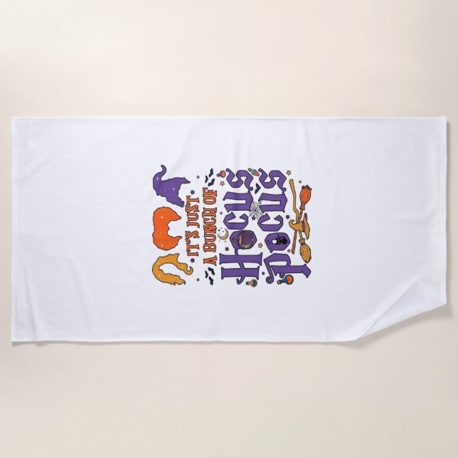 Serviette De Plage Hocus Pocus Halloween Sorcières Chaudron Balai Cha (Devant)