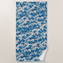 Hokusai Grande vague Motif bleu marine