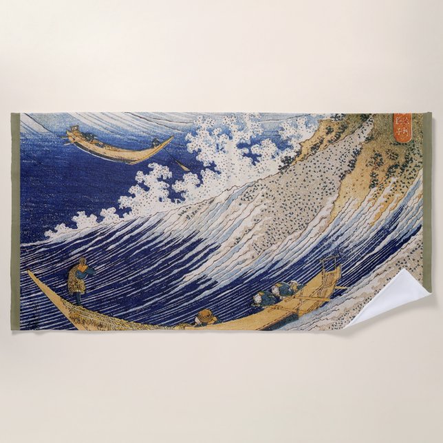 Serviette De Plage Hokusai Ocean Waves Sea Boats (Devant)