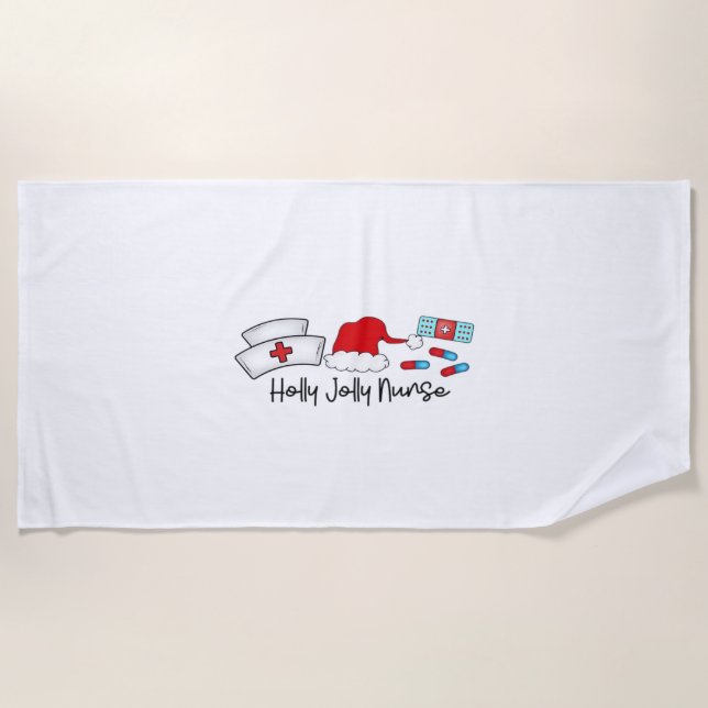 Serviette De Plage Holly Jolly Nurse, T-shirt classique d'Halloween (Devant)