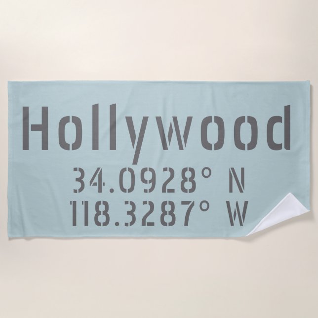 Serviette De Plage Hollywood Latitude Longitude (Devant)